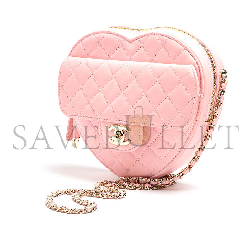 CHANEL HEART BAG LAMBSKIN IN LIGHT PINK AS5764 (18*18*5.5cm)